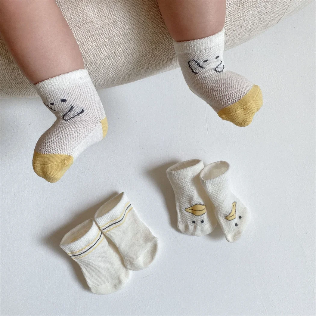 

3 Pairs/lot 0-3Yrs Spring Summer Thin Mesh Socks for Girls Boy Cute Animal Children's Cotton Floor Sock Newborn Baby Short Socks