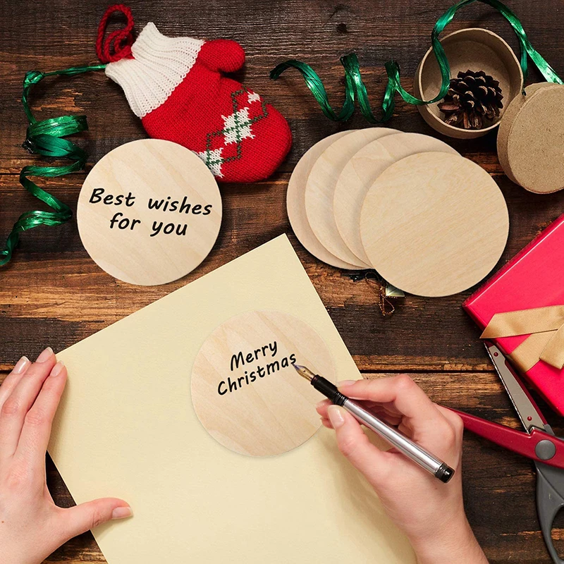 

10pcs Kids Round Wood Writing Board Puzzle Graffiti Chip Teaching Decorative Wood Chip Handicraft DIY Manual Accessories