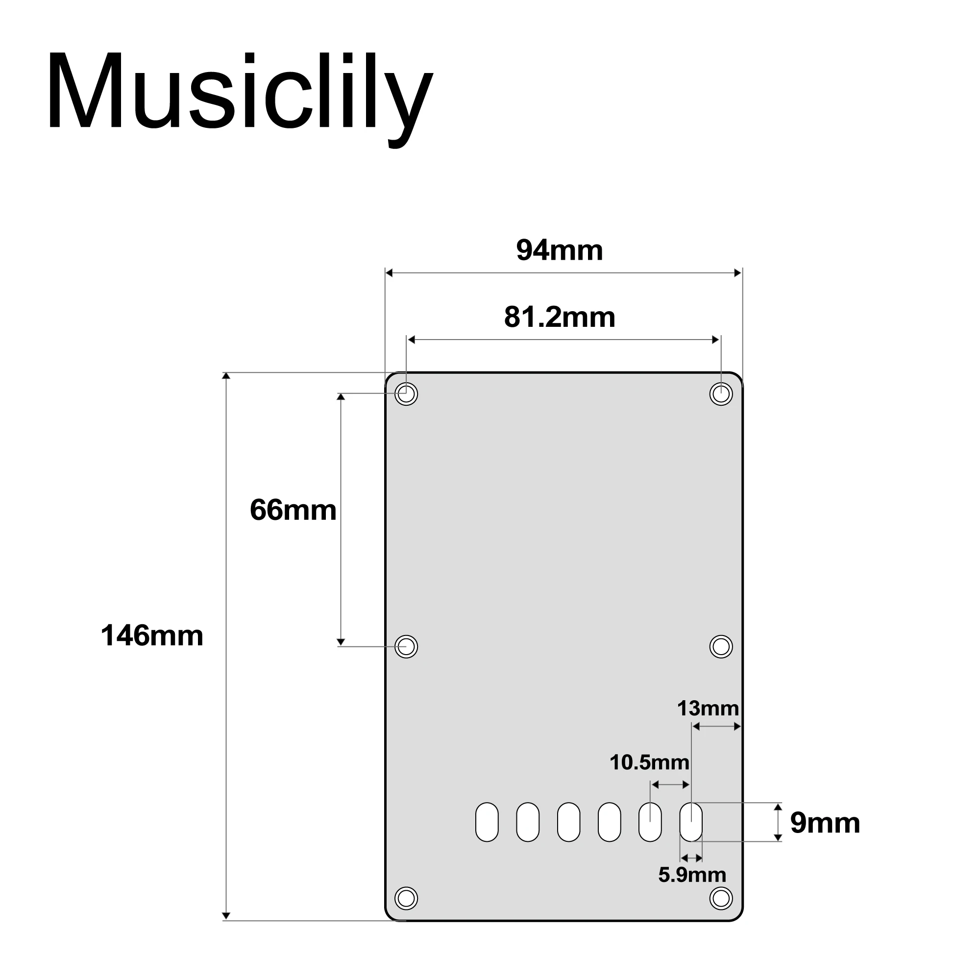 Musiclily 6 отверстий Задняя панель для гитары китайского производителя