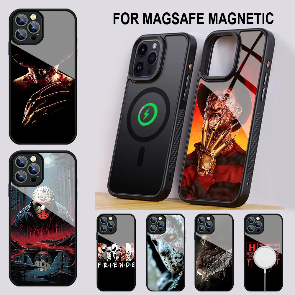 K-Krueger F-Freddy Horror Phone Case For IPhone 16 15 14 13 Pro Max 11 12 Mini Alex Mirror Magsafe Wireless Charging Cover
