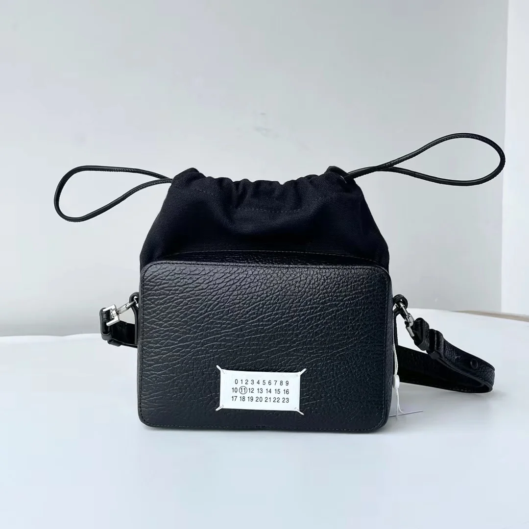 

MM 5AC Camera Bag Messenger Shoulder Handbag Young Female Lychee Grain Cow Leather Drawstring Small Square Tote