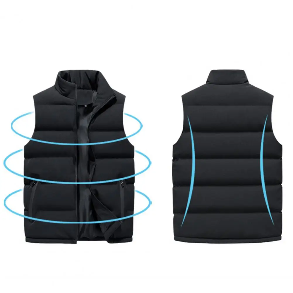 

Trendy Men Waistcoat Cotton Padded Autumn Winter Thickened Pockets Waistcoat Sleeveless Jacket Men Vest