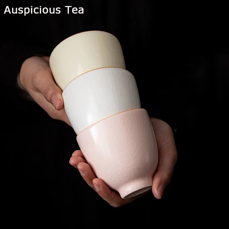 

180ml Boutique Jade Grease Ru Porcelain Gaosheng Cup Handmade Household Chinese Kungfu Teaset Tea Ceremony Drinkware Accessories