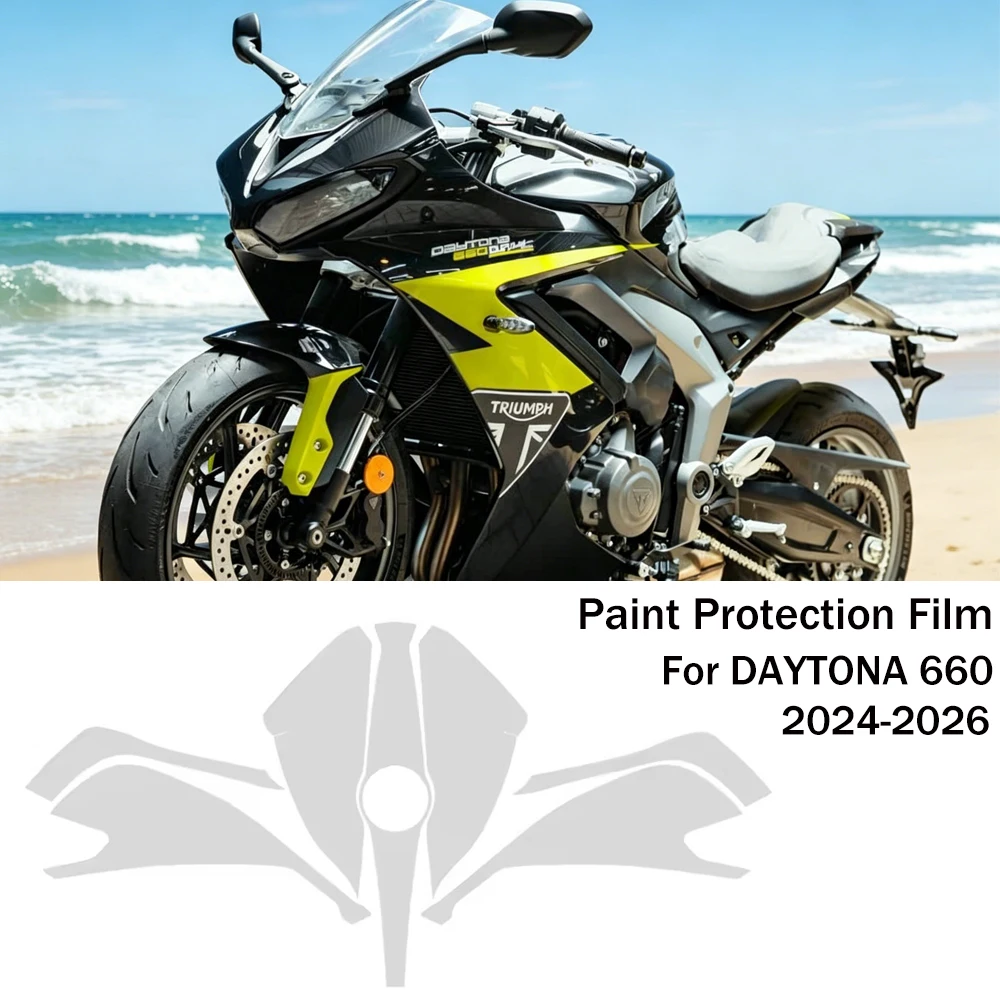 Фото Защитная пленка TPU PPF для TRIUMPH DAYTONA 660 DAYTONA660 2024- года, устойчивая к царапинам, самовосстанавливающаяся, для полной защиты кузова. №1