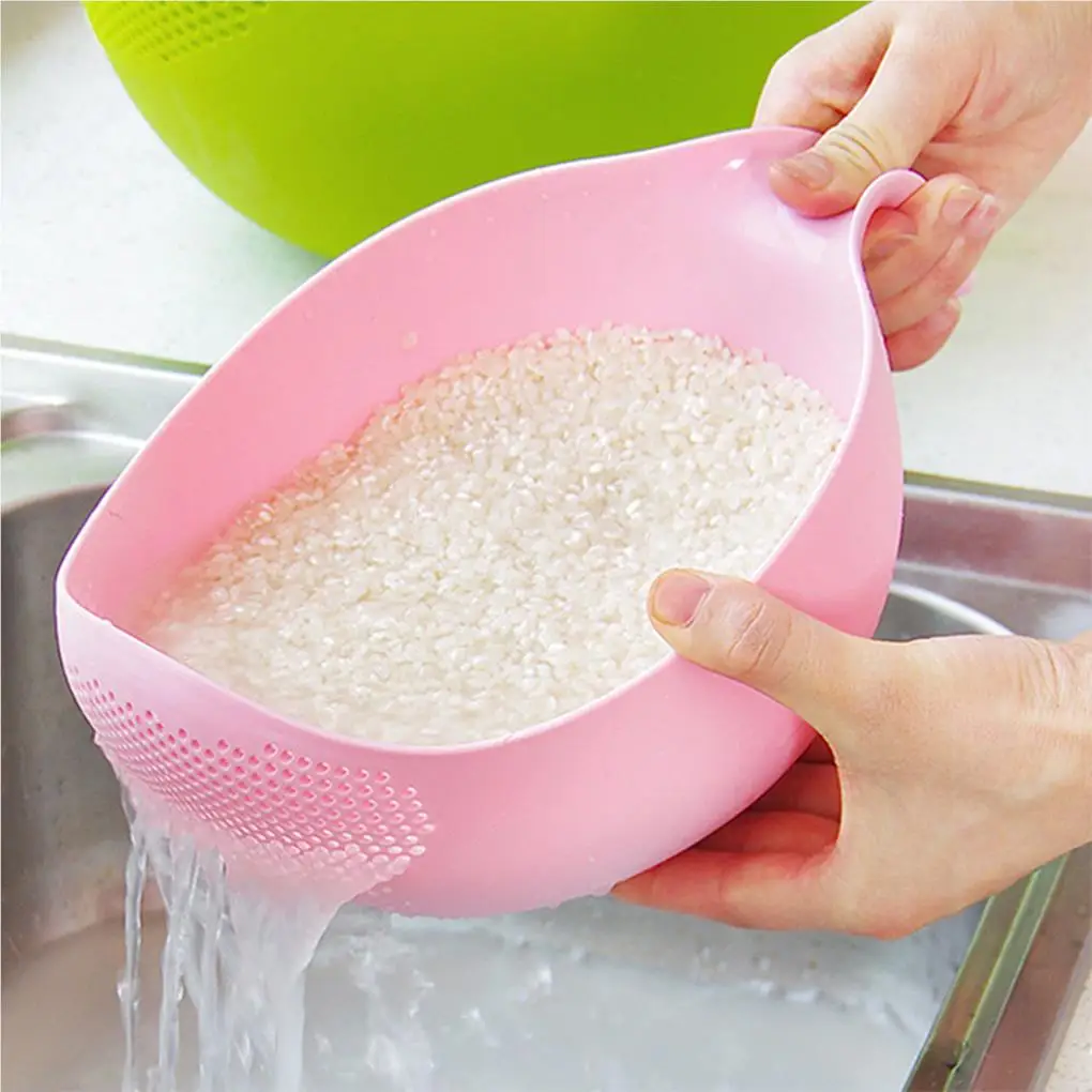 

New Portable Food Grade Plastic Rice Beans Peas Washing Filter Strainer Basket Sieve Drainer Cleaning Gadget Kitchen Accessories