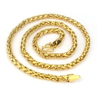 brass electroplating 24k gold twist horse whip necklace vietnam sand gold necklace 60cm length for men statement necklaces