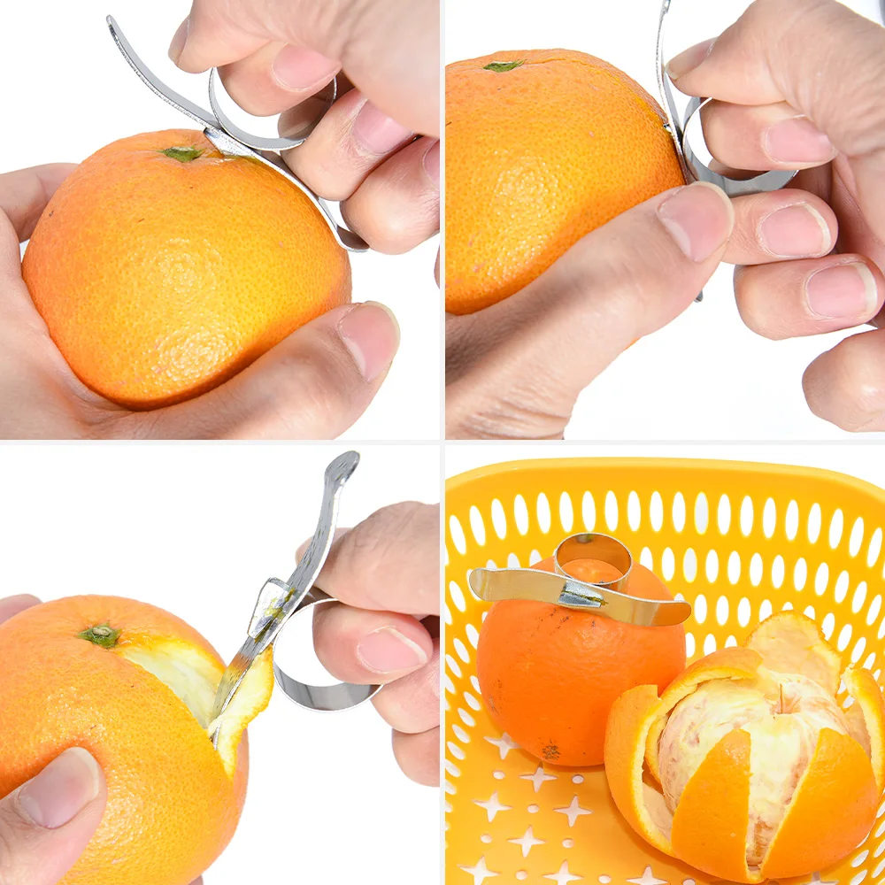

2Pcs Orange Peelers Kitchen Gadgets Easy Open Orange Peeler Stainless Steel Lemon Parer Citrus Fruit Skin Remover Slicer Peeling