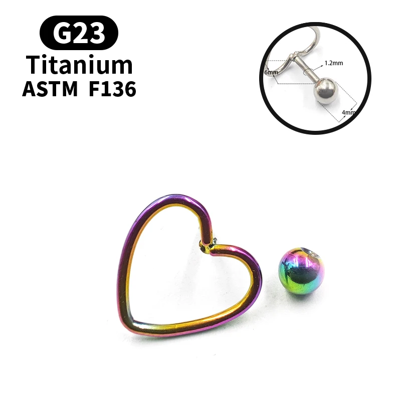 Серьги-гвоздики из титана в форме сердца маленькие серьги с шариками для женщин и