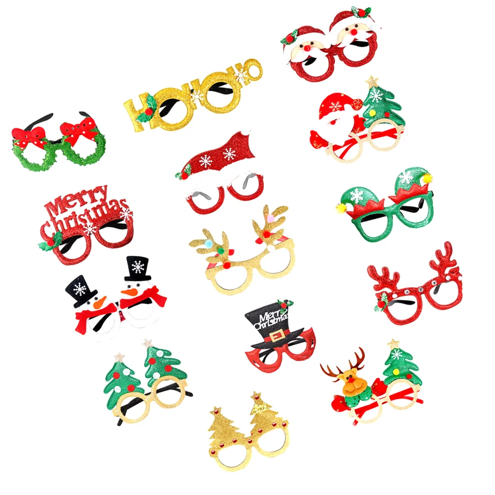 

14pcs Christmas Style Glasses Frames Exquisite Christmas Glasses for Costume Prop
