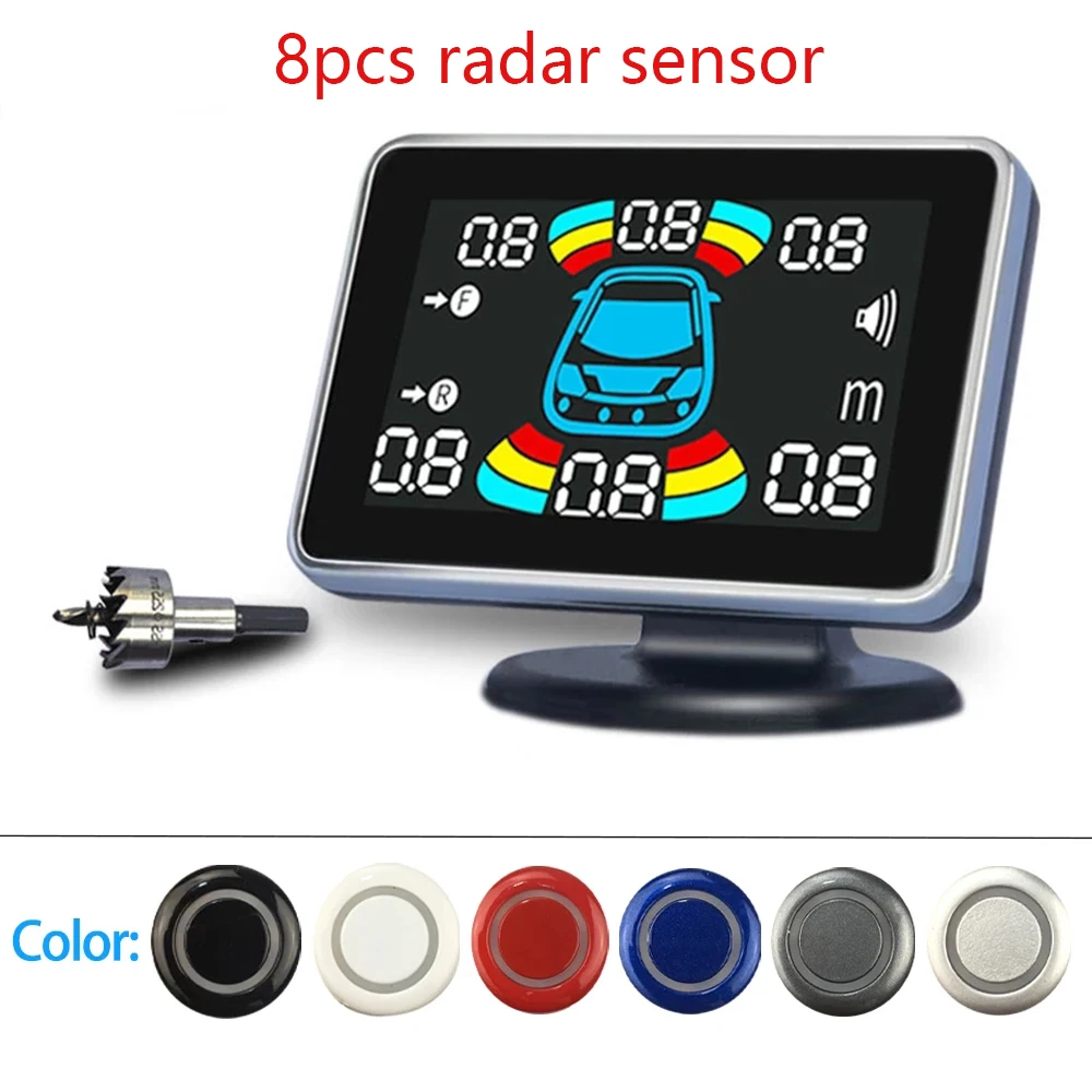 

8 Parking Sensor Parktronic Car Automobile Reversing Backup Radar Electronics Rear Auto Detector Backing Assistance Kit Buzzer