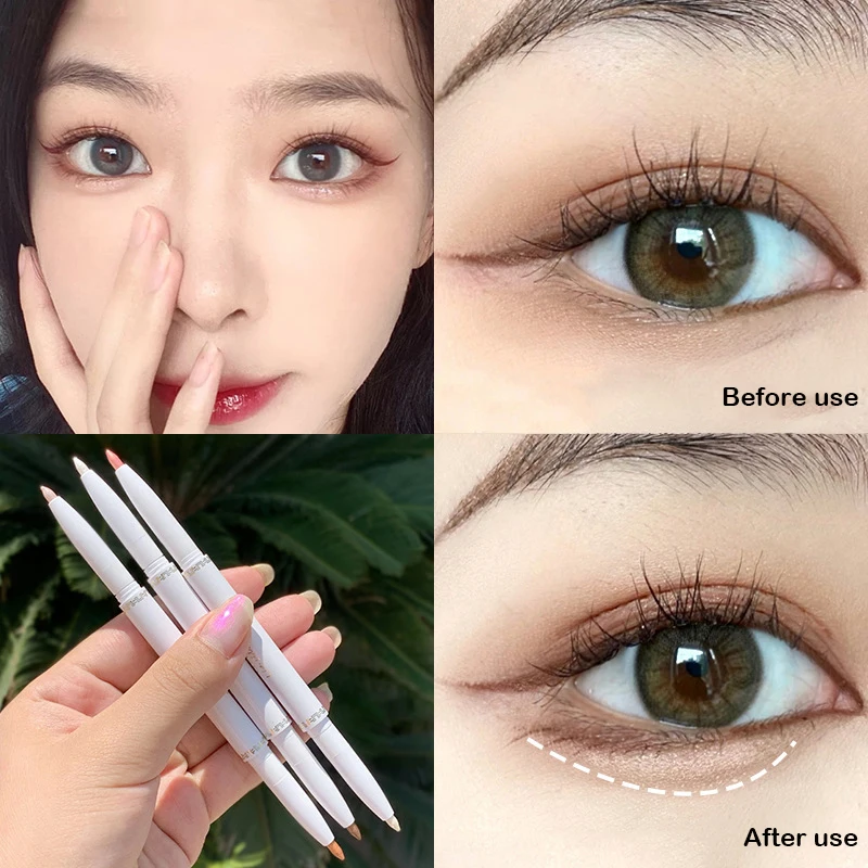 

1PC Double-headed Eye Shadow Pen Beauty Highlighter Eyeshadow Pencil Brighten Eye Makeup Shimmer Pen Thin White Eyeliner