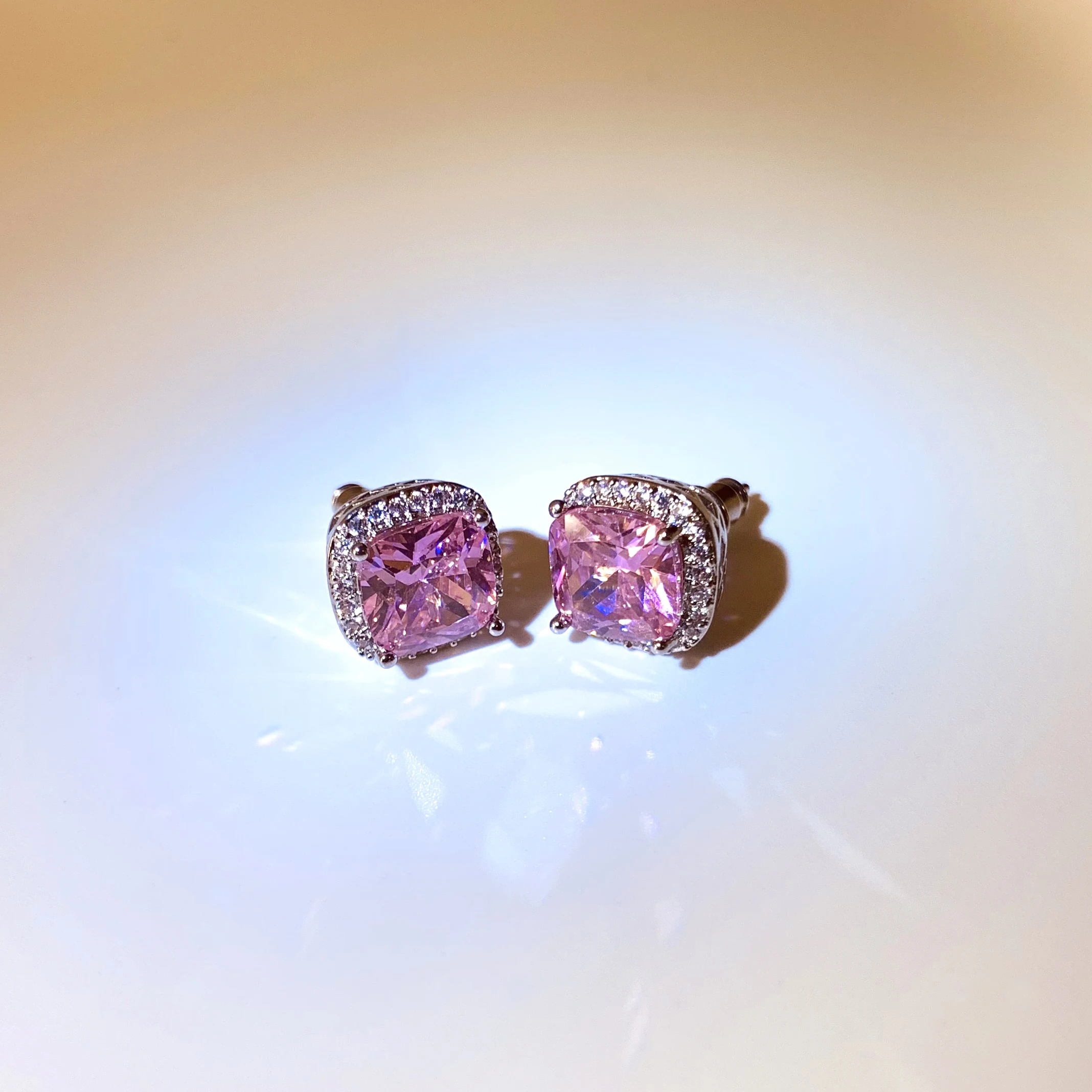 

Earrings 2022 Fashion Silver Color Wedding Jewelry Cерьги Korean Zircon Stud Pink Earrings For Women Girl Party Gift Jewelry