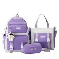 3 Suits Large-capacity Cute Women Multi-Pocket Nylon Backpacks High School Student Handbag Kids Diaper Napper Bags