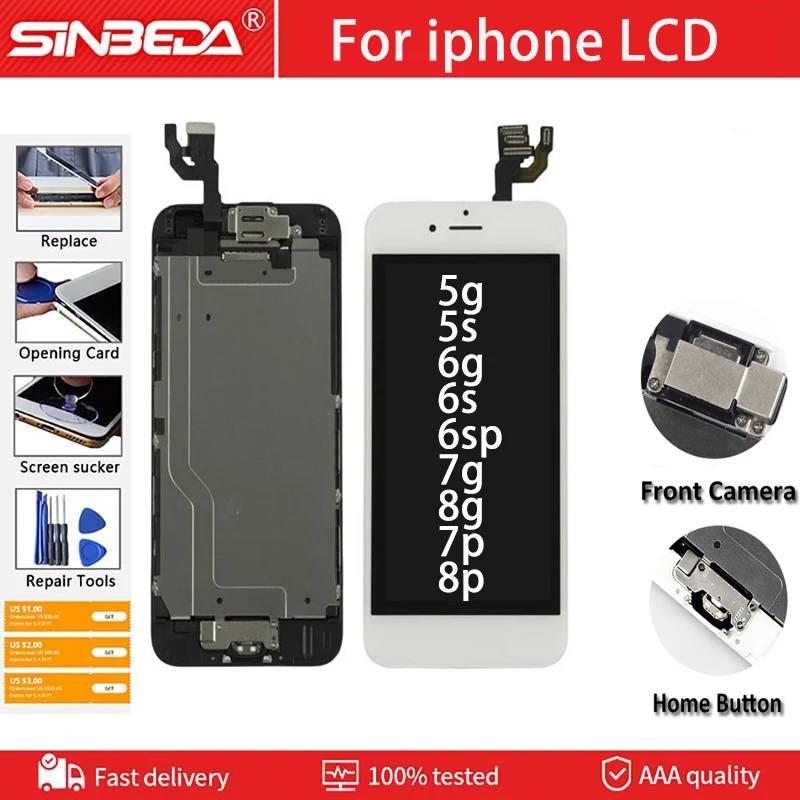 ЖК-дисплей Pantalla для iPhone 5 5S 5SE 6 6S 7 8 Plus полный комплект в сборе сенсорный экран