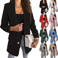 2022 autumn and winter new womens solid color lapel button slim fit temperament suit jacket