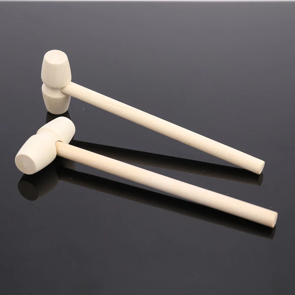 

10PCS Solid Wood Mini Hammer For Planet Cake Hammer For Kids With Flat Head Toys 3D Baking Tools