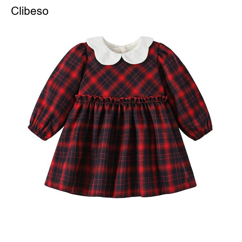 

2023 Clibeso Spanish Plaid Dress for Girls Kids Autumn Vintage Stylish Dresses Children Elegant Outdoor Clothes Girl's Frocks