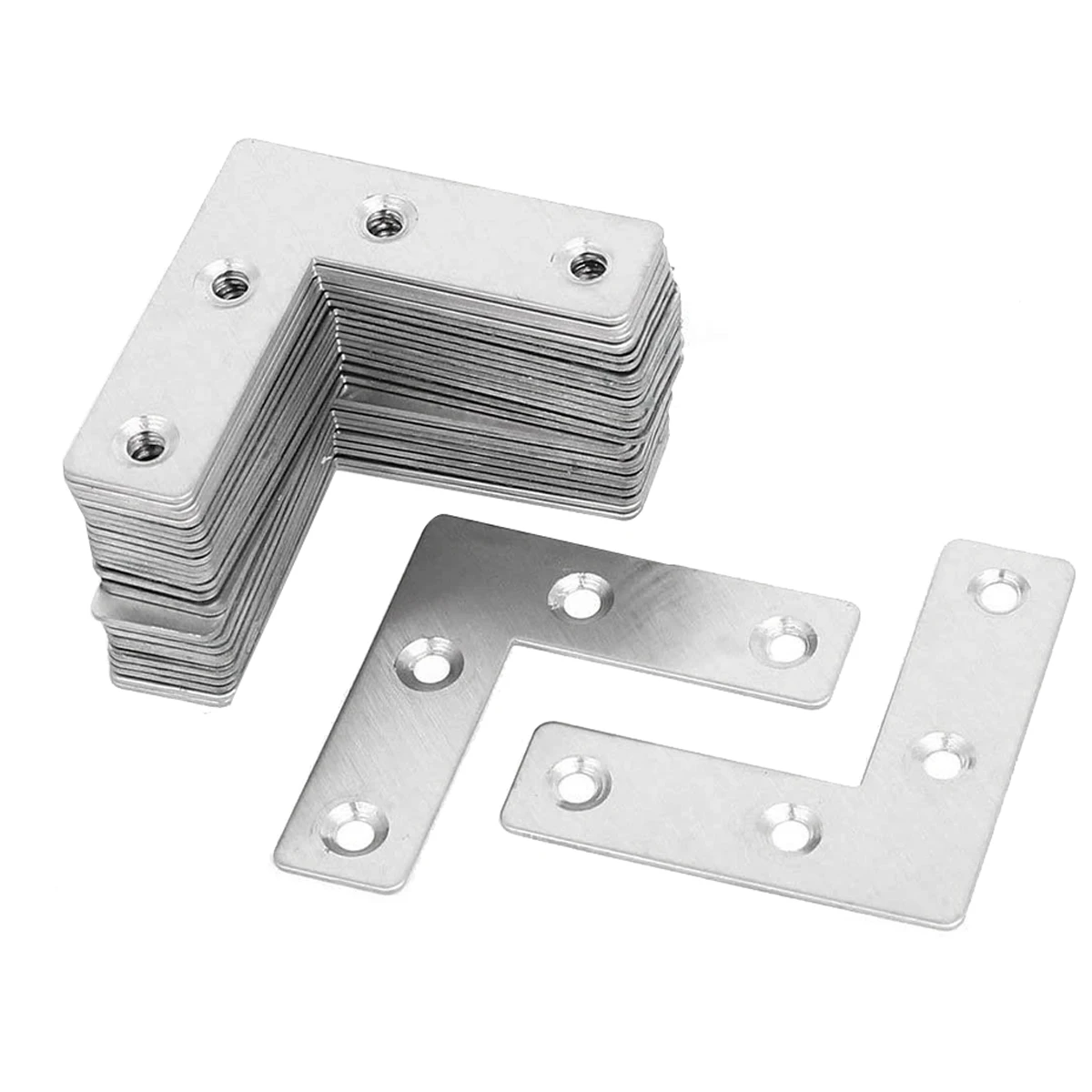 

60PCS Flat Plate L Shape, Stainless Steel Fixing Mending Repair Plates Corner Brace Brackets (2 X 2 X 0.04 Inch)