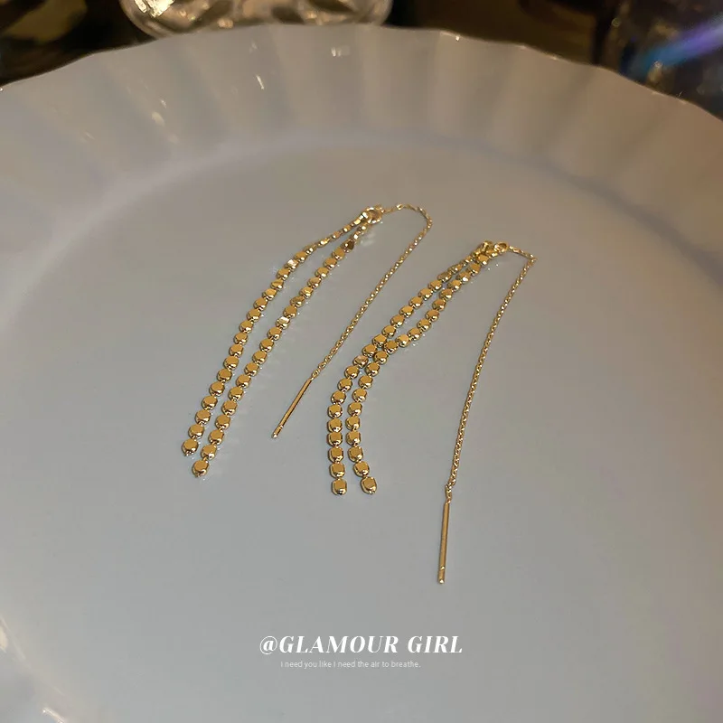 

Metal Line Ear Threader Earrings Thread Dangle Chain Pull-through Wire Earrings Gold For Woman Personality Gifts Jewelry