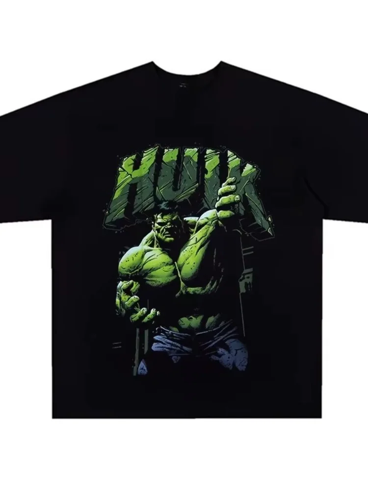 Фото Футболка оверсайз из хлопка «Ultimate Hulk» 2026 в стиле 90-х, уличная мода, ретро, Харадзюку, повседневная, с круглым вырезом, с коротким рукавом, для мужчин и женщин №2
