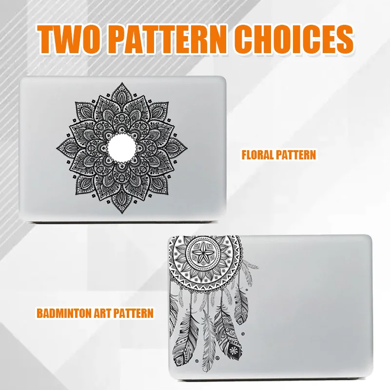 Retro Laptop Sticker Feather Art Pattern Vinyl Decal Black For Macbook Air | Tablet Decals