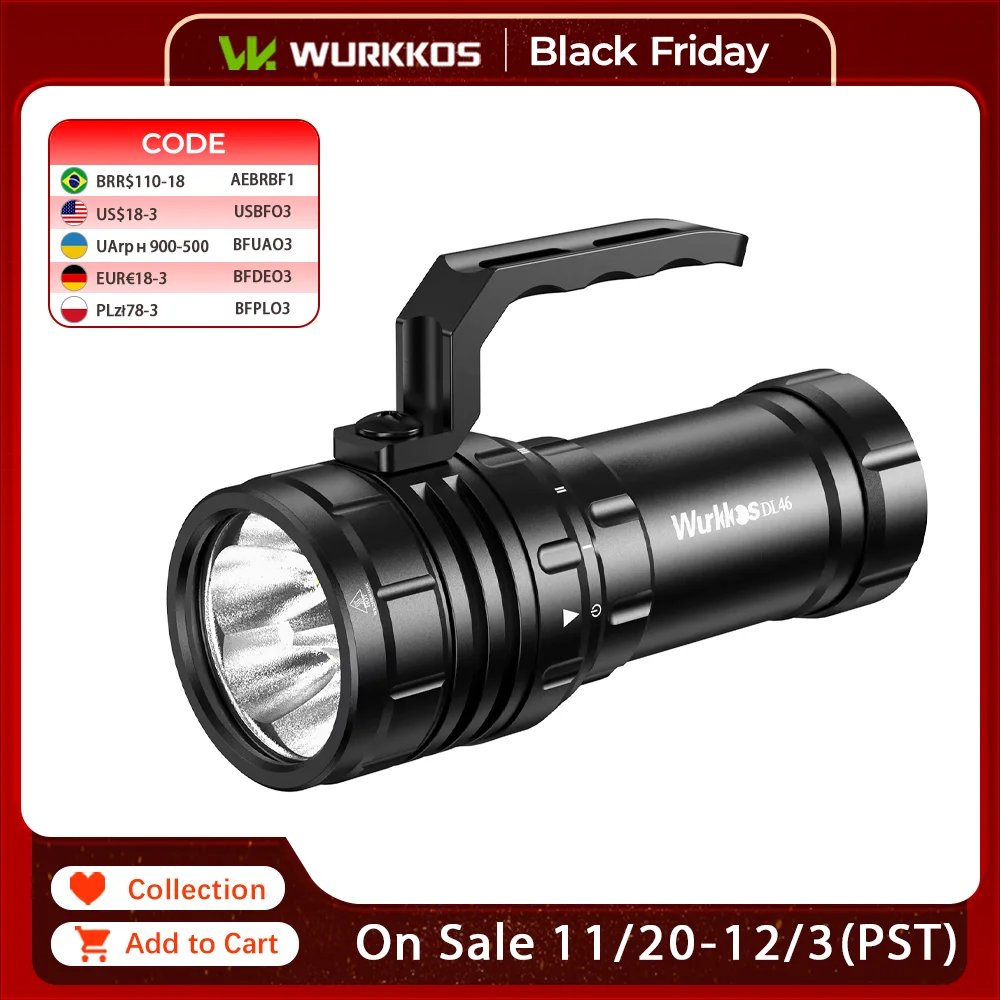 

Wurkkos DL46 профессиональный водонепроницаемый фонарик
