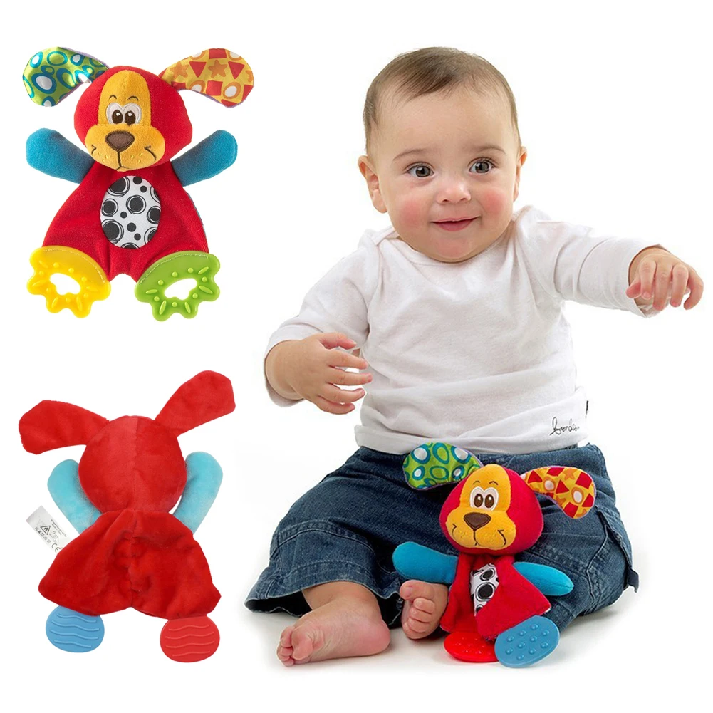 

Baby Appease Towel Soft Stuffed Plush Toy Cute Cartoon Animals Comfort Towel with Sound Paper Teether Infant Baby Sleeping Dolls
