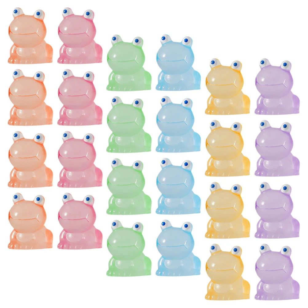 

50 Pcs Glow The Dark Frog Figurine Decor Miniature Resin Lively Room Figurines Office Moss
