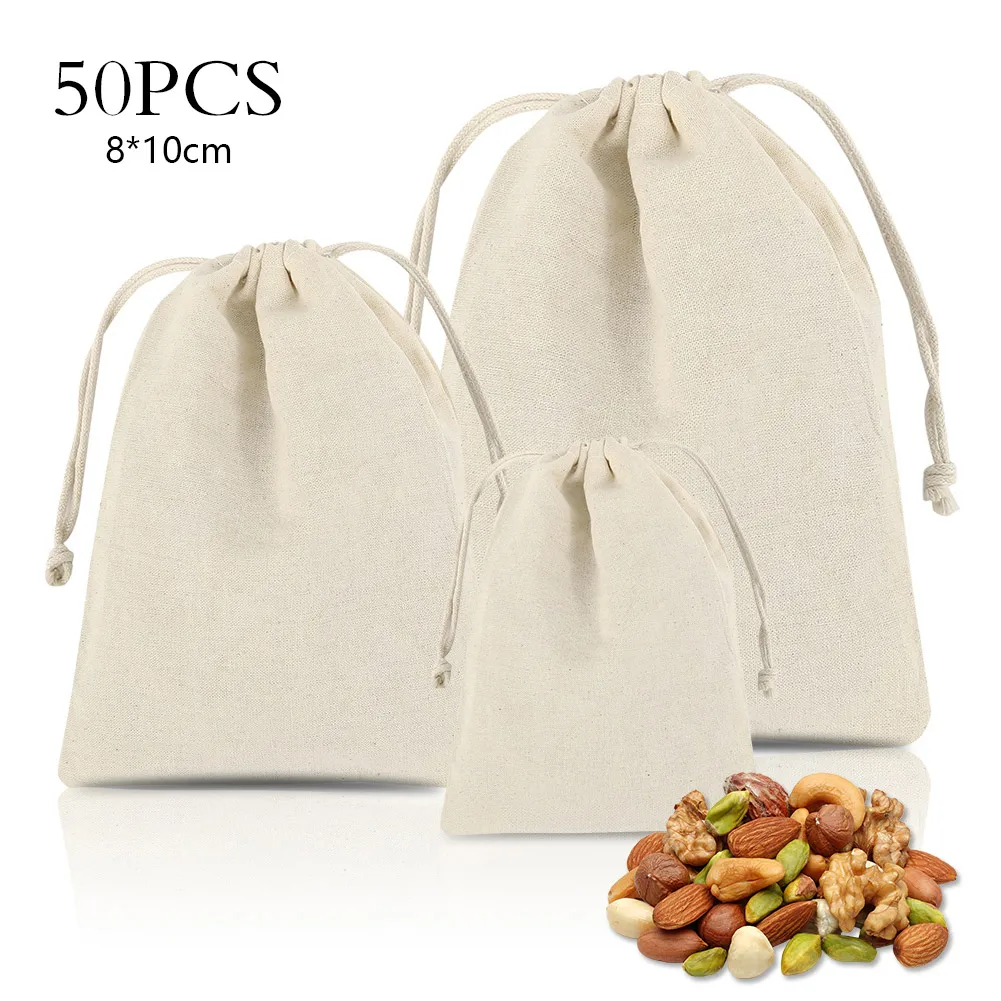 

50 шт., термоусадочные тканевые мешки, 8 х10 см