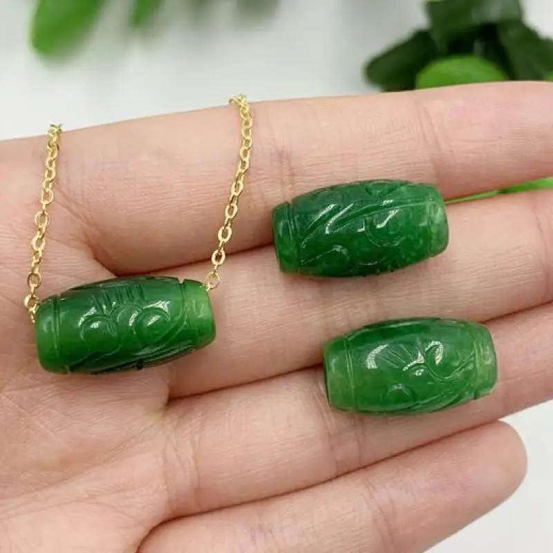 

20mm Natural Green Jade Beads For Jewelry Making Diy Necklace Pendant Bracelet Charms Myanmar Jadeite Bead Jewellery Accessories