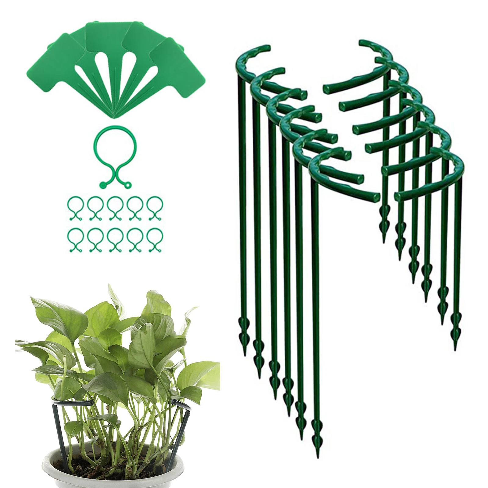 

Planting Support Climbing Trellis Supports Stents Frames Durable 6/10/12pcs Smart Round Design Green Plastic Flower Pots