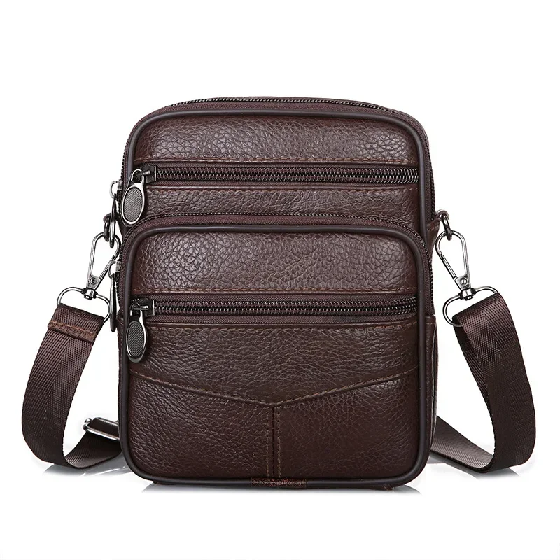 

Men's Genuine Leather Crossbody Shoulder Bags High Quality Tote Fashion Business Man Messenger Bag Leather Bags Fanny Pack