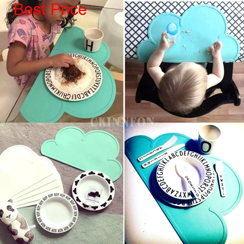 

10Pcs Cloud Shape Placemat Kids Plate Mat Food Grade Silicone Table Pad Waterproof heat insulation Kitchen gadget Easy Cleaning