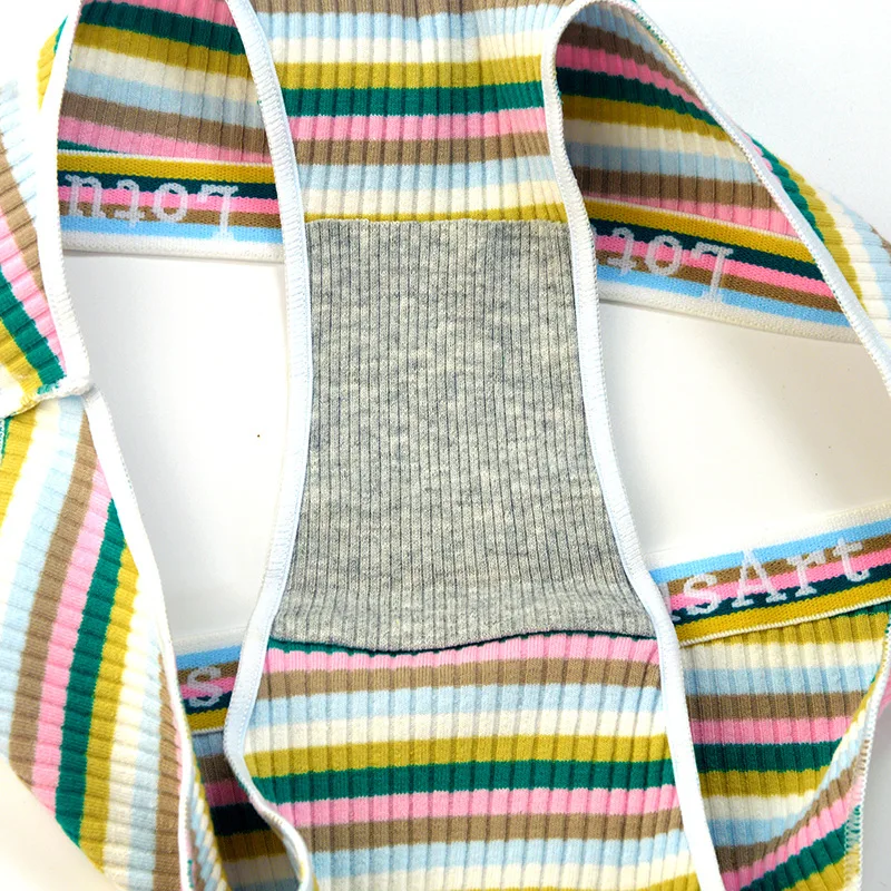 Модные полосатые женские трусики BZEL спортивное дышащее нижнее белье Красочные