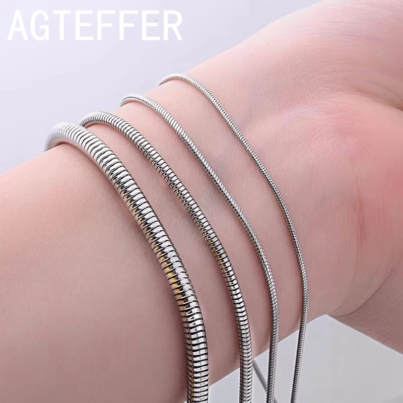 Ожерелье из стерлингового серебра 925 пробы 1 мм 2 3 16/18/20/22/24/26/28/30 дюймов цепочка в