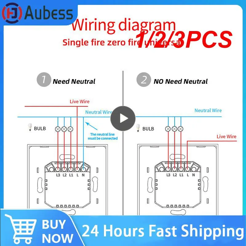 

Умный настенный выключатель ZigBee, выключатель без нейтрального/с нулевой ассоциации управления, работает с Alexa, 1/2/3 шт.