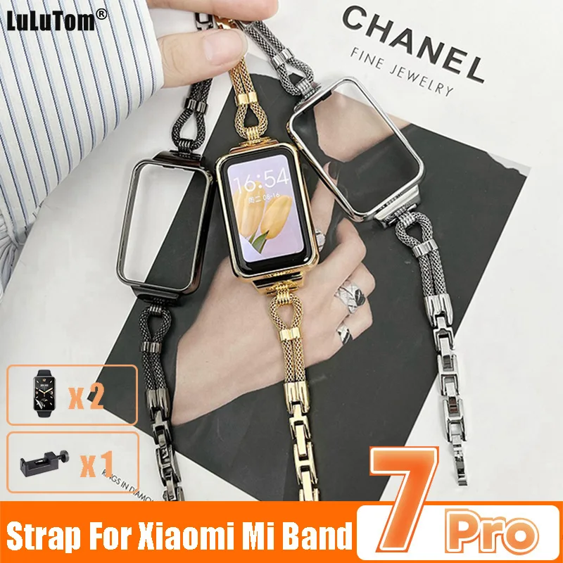 

Wristband Strap For Xiaomi mi Band 7 Pro Bracelet Metal Copper Chain Watch Bands For Miband 7Pro Replacement Correa Accessories