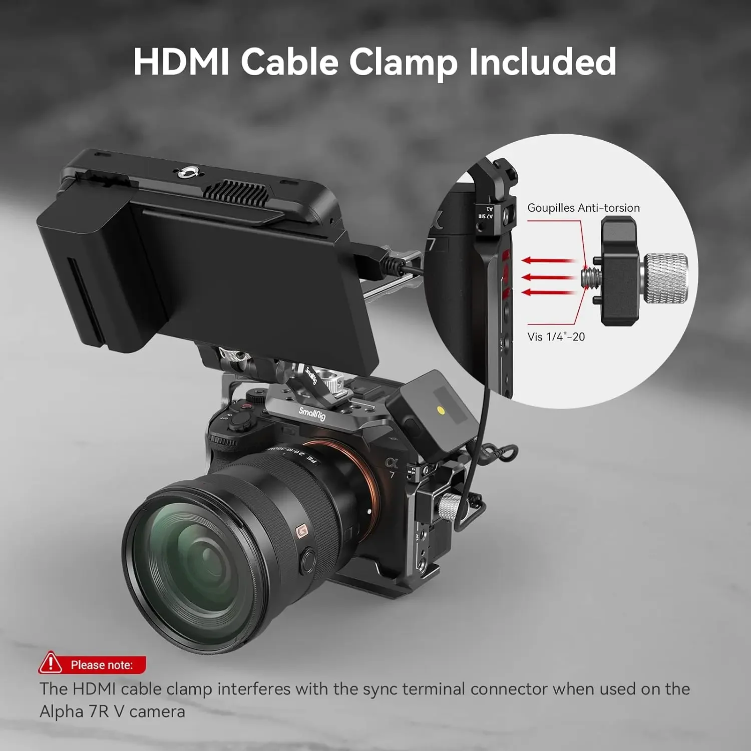 Фото В наличии: Кейдж SmallRig для A7R V / A7 IV / A7S III с верхней рукояткой, боковой рукояткой и зажимом для кабеля, расширенный комплект -3669C №4