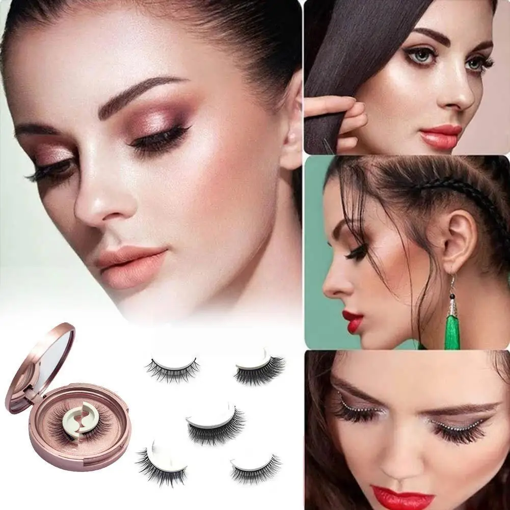 

A Pair of False Eyelashes Reusable Self-adhesive False Glueless Eyes Tool Waterproof False Makeup Eyelashes Eyelashes A5B0