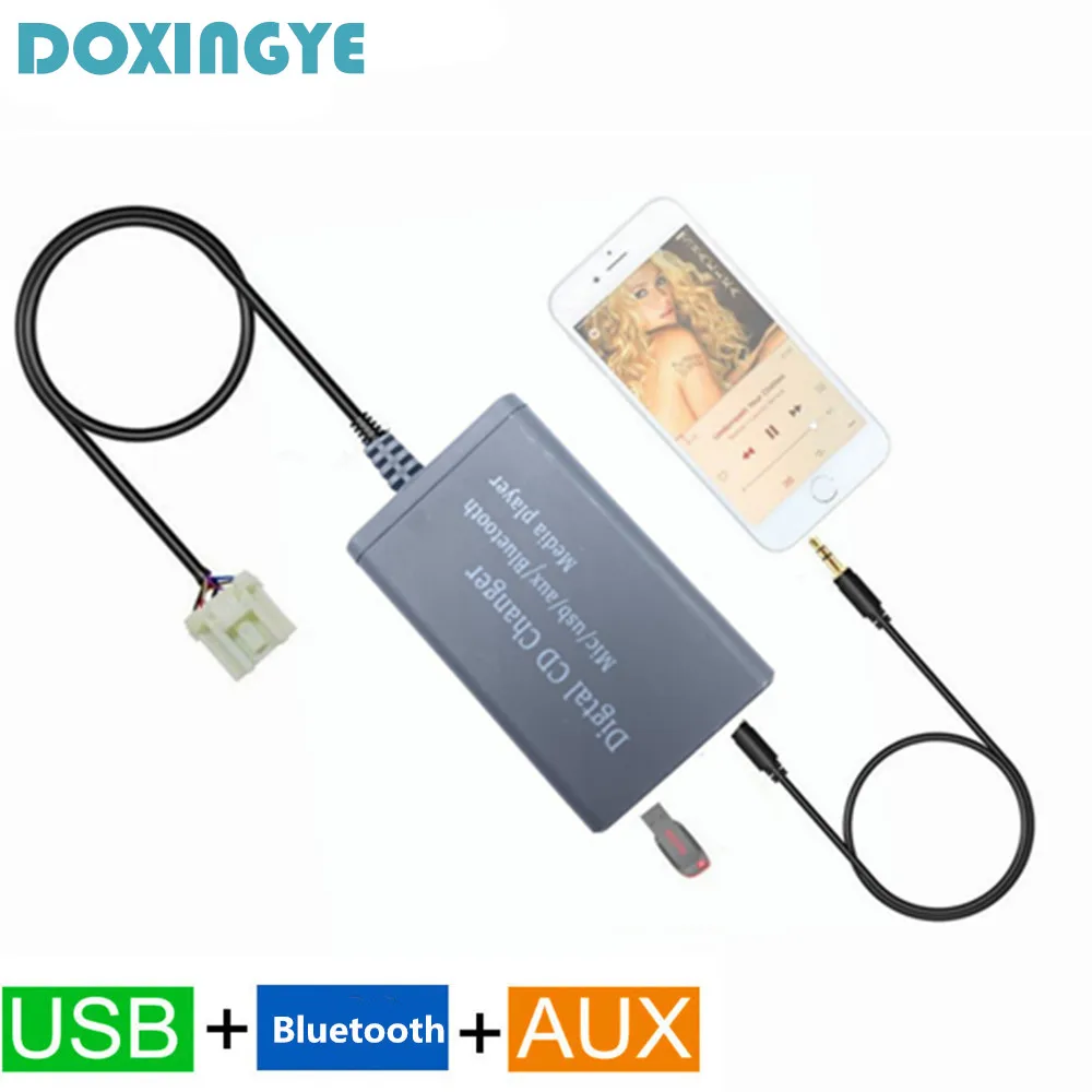 Адаптер DOXINGYE AUX USB Bluetooth для автомобильного смены MP3 CD, Bluetooth гарнитура, USB зарядка для Mazda 2/3/5/6/CX7/MX5/MPV/Miata/RX8