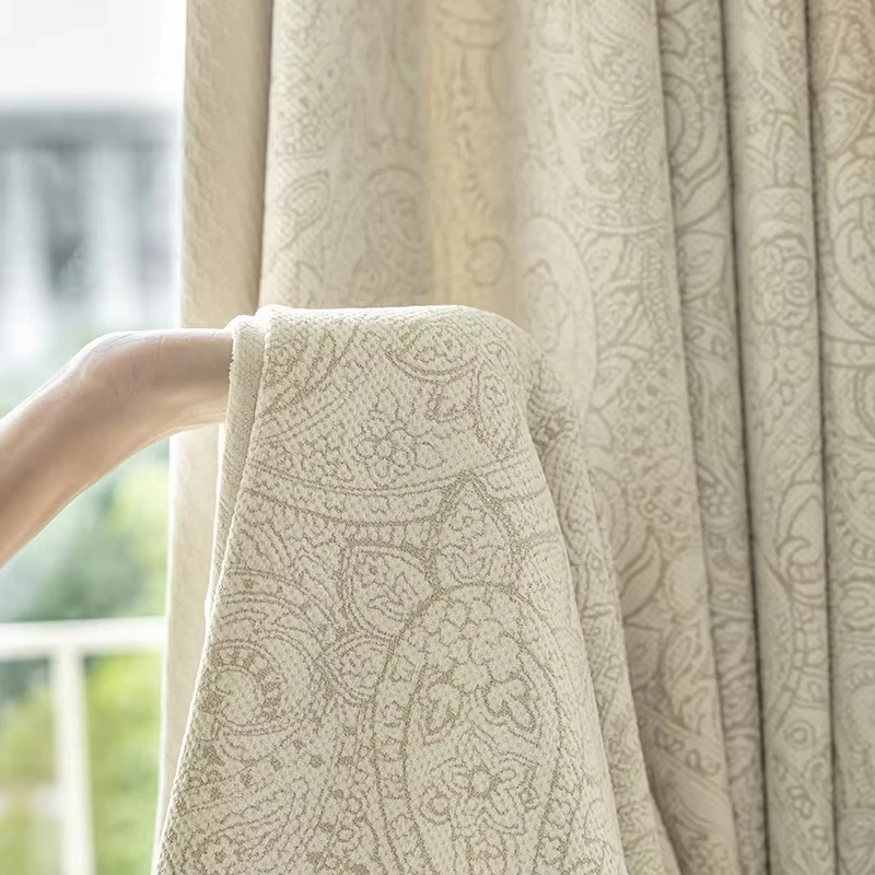 YOULING Жаккардовые шторы из полиэстера кремового цвета |