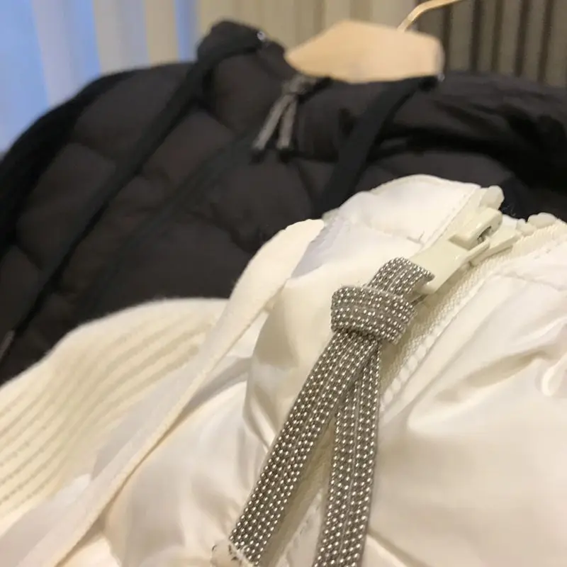 S-5XL High Quality Autumn and Winter Women's Knit Down Long Sleeve Coat Warm Hooded Drawstring Jacket