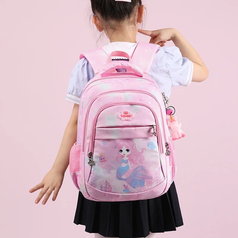 Primary School Student Children Cartoon Fashion Backpacks New Girl Princess Sweet Mermaid Popular Schoolbags In Kindergarten Hot