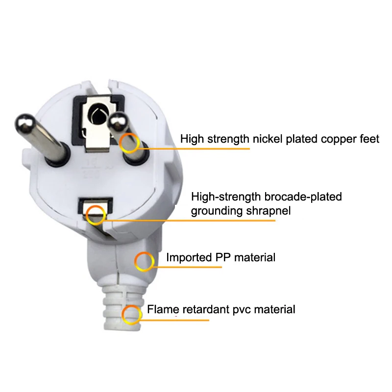 

Европейская вилка адаптера питания 16 А/250 В, электрическая вилка, полипропиленовая Съемная вилка
