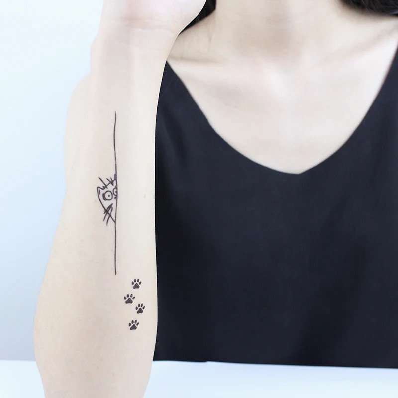 

Paw Print Fish Bones Temporary Tattoo Sticker Waterproof Women Men Adults Fake Body Art New Design 10.5X6cm Kids Hand Tatoo