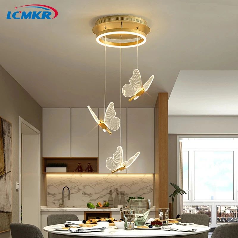 

Creative Luxury Chandeliers Butterfly Pendant Lights Adjustable for Living Room Bedroom Staircase Luxurious Decoration Fixtures