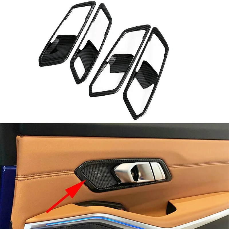 

4PCS Carbon Fiber Interior Door Handle Cover Trim For BMW 3 Series G20 2019 2020 2021