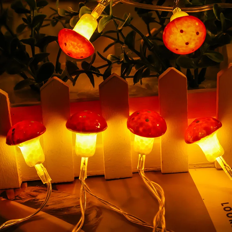 

Cute Mushroom String Night Light Lamp Battery/USB Panda Strawberry Garden Party Decor Lamp home Fairy Wire children gift