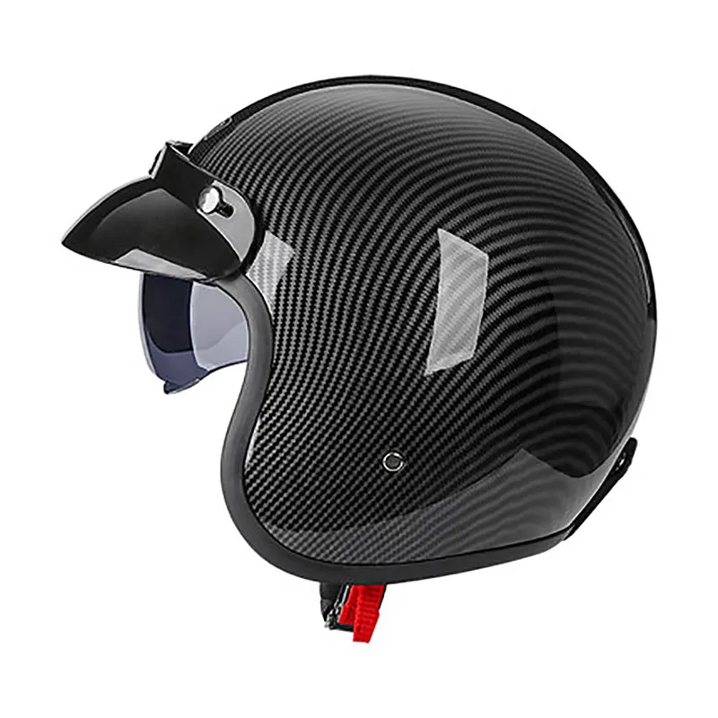 Carbon Fiber Pattern Motorcycle Helmet Open Face Scooter Casco Pilot Men Motorbike Capacete De Moto Factory Directly