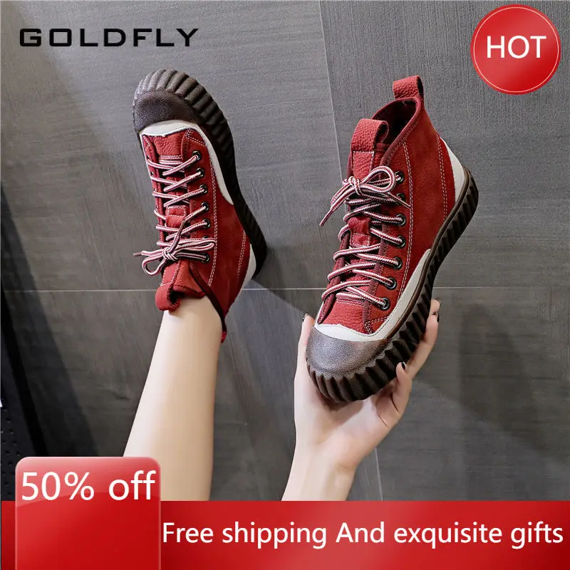 

Woman Vulcanize Shoes GOLDFLY 2022 Spring and Autumn National Style Canvas Leisure Retro High Top Shoes for Women